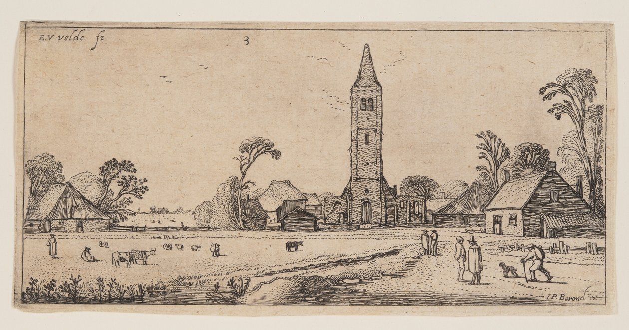 Pfad rechts führend zu einem Dorf, aus Landschaften von Esaias van den Velde I