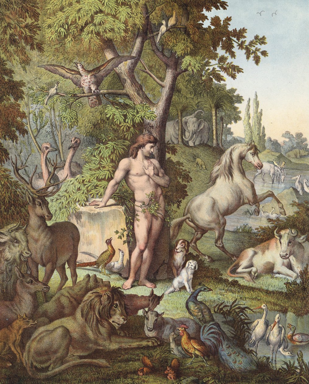 Adam im Garten Eden von Etienne Antoine Eugene Ronjat