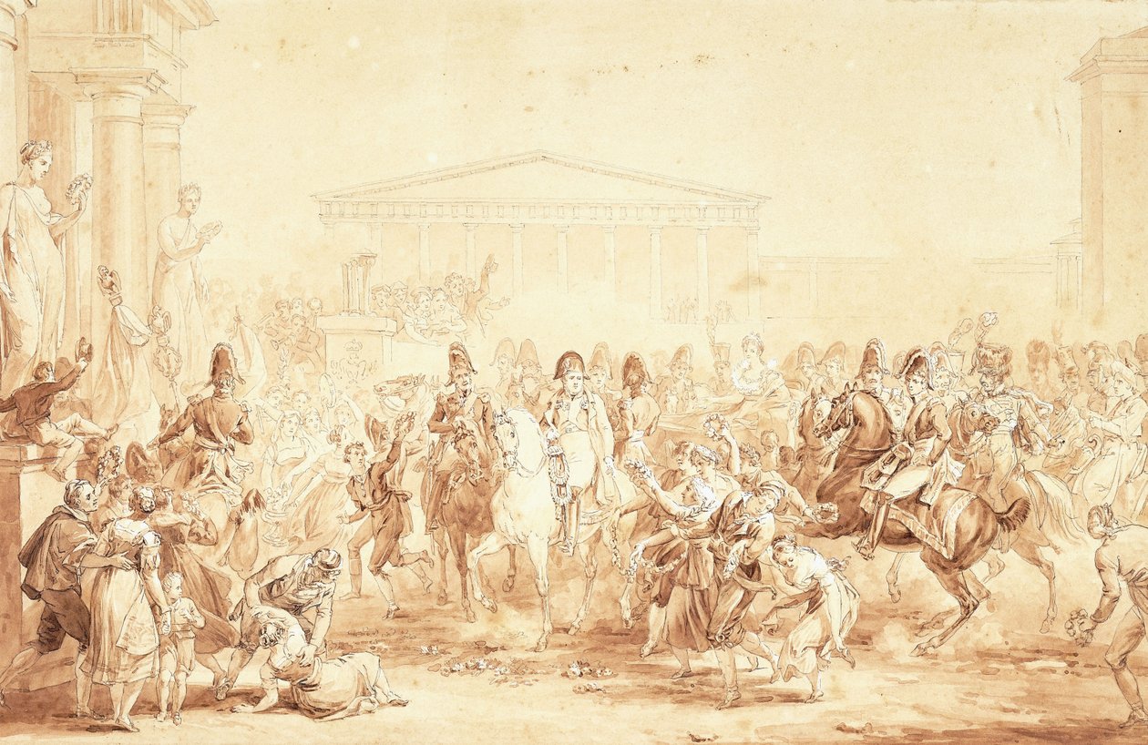 Die Ankunft von Kaiser Napoleon I. mit Kaiserin Marie-Louise im Hotel de Ville, Paris von Etienne Barthelemy Garnier