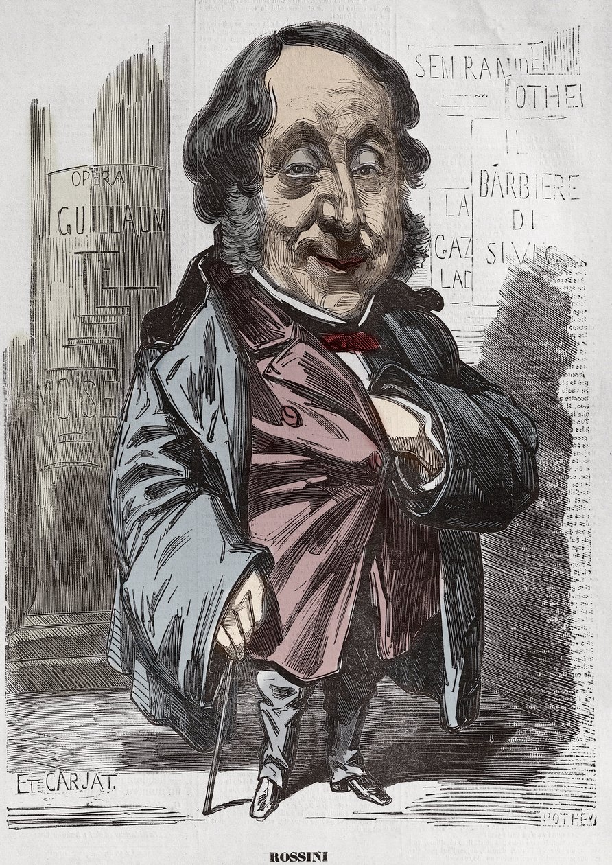 Porträt von Gioachino Rossini, Karikatur von Etienne Carjat von Etienne Carjat