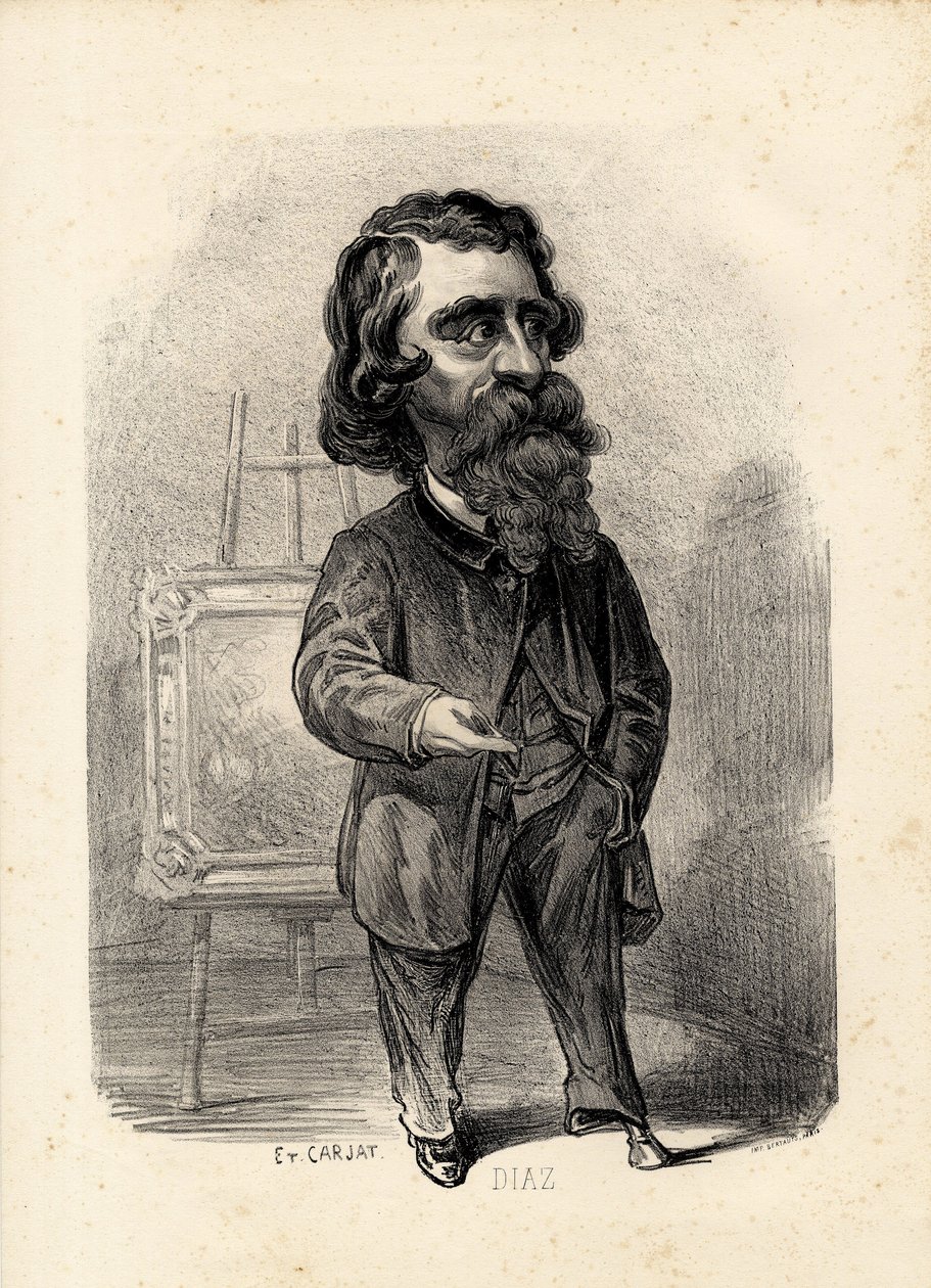 Flugblatt - Illustration von Etienne Carjat (1826-1906): Kunst - Maler, Diaz Narcisse Diaz de la Pena (1807-1876) von Etienne Carjat