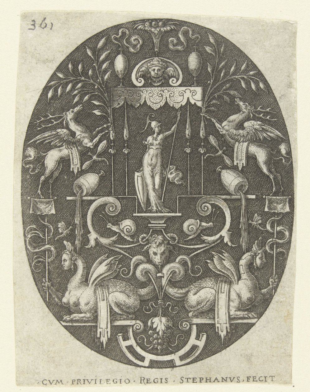 Bellona unter einem Baldachin von Etienne Delaune