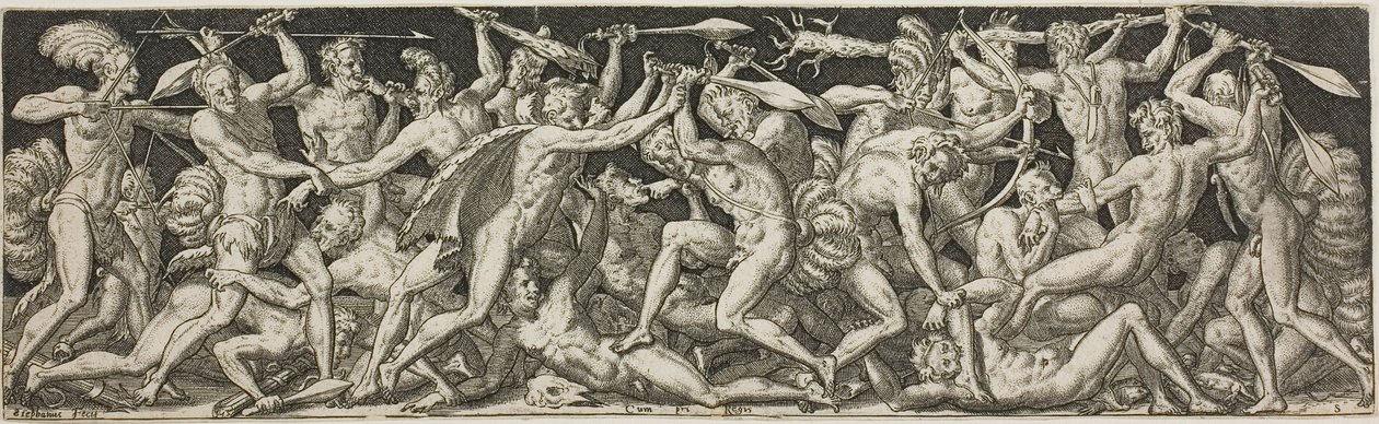 Kämpfe und Triumphe: Schlacht der nackten Männer von Etienne Delaune