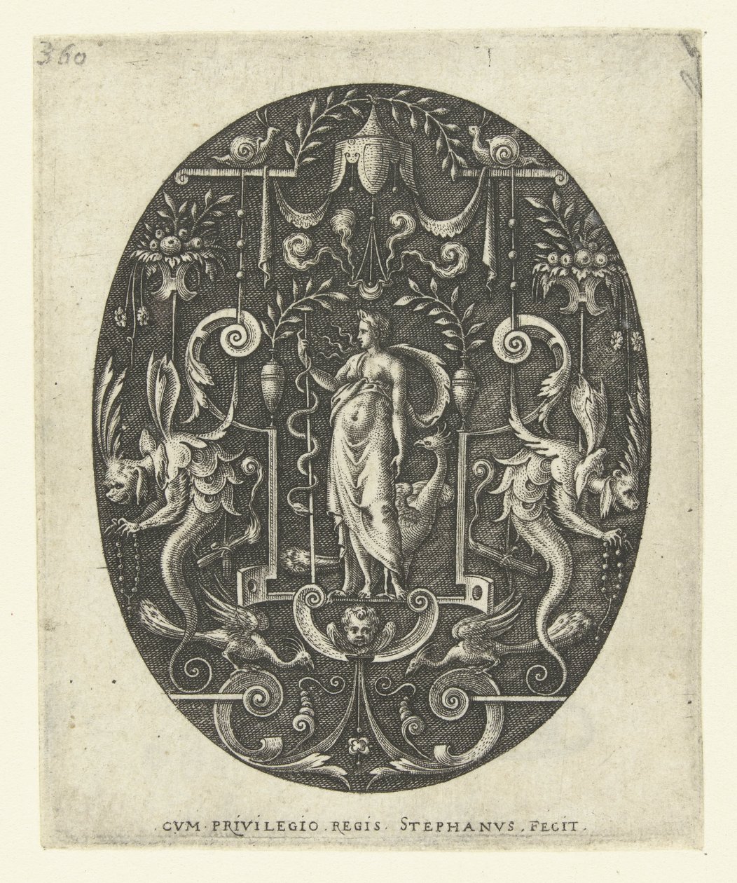Juno mit Pfau zu ihren Füßen von Etienne Delaune