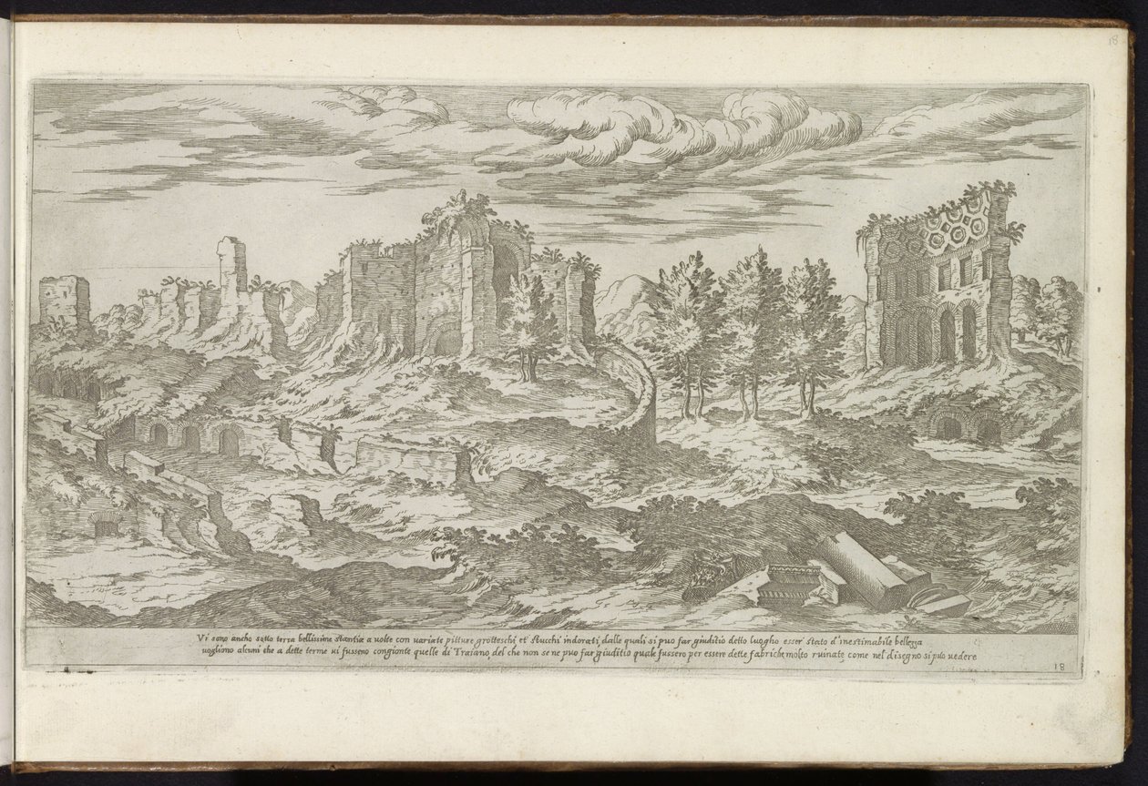Ruinen der Thermen des Trajan in Rom von Etienne Duperac