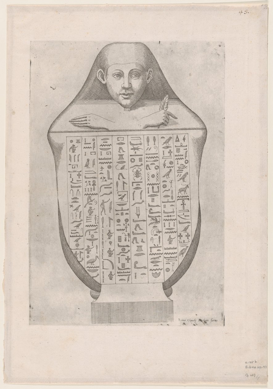 Speculum Romanae Magnificentiae: Gesicht einer ägyptischen Kanopenvase von Etienne Duperac