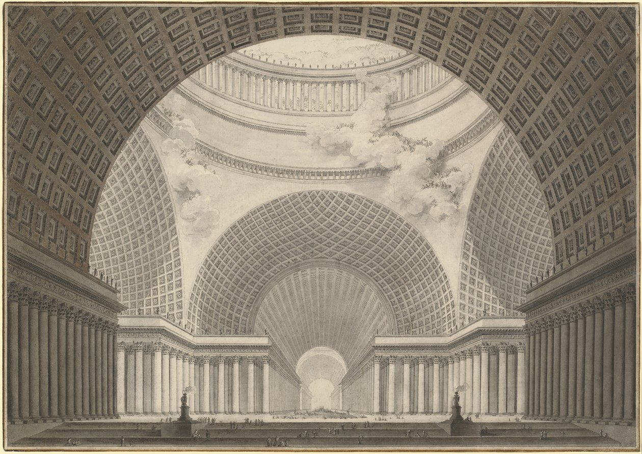 Perspektivische Ansicht des Inneren einer Metropolitankirche von Etienne Louis Boullee