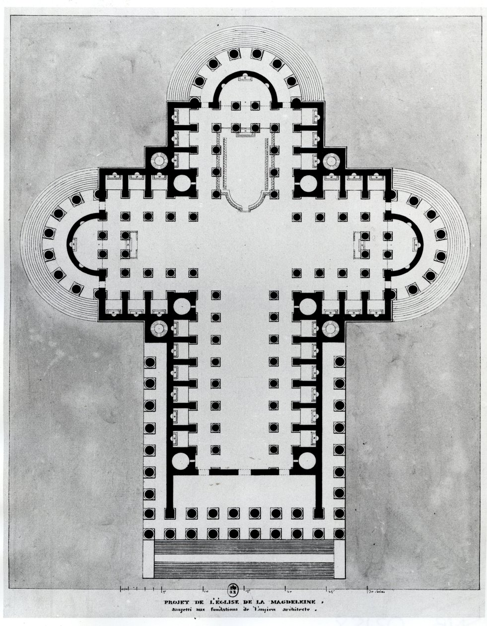 Projekt für die Kirche der Madeleine. Zeichnung. Architektur von Etienne Louis Boullee, französischer Architekt (1728-1799) von Etienne Louis Boullee