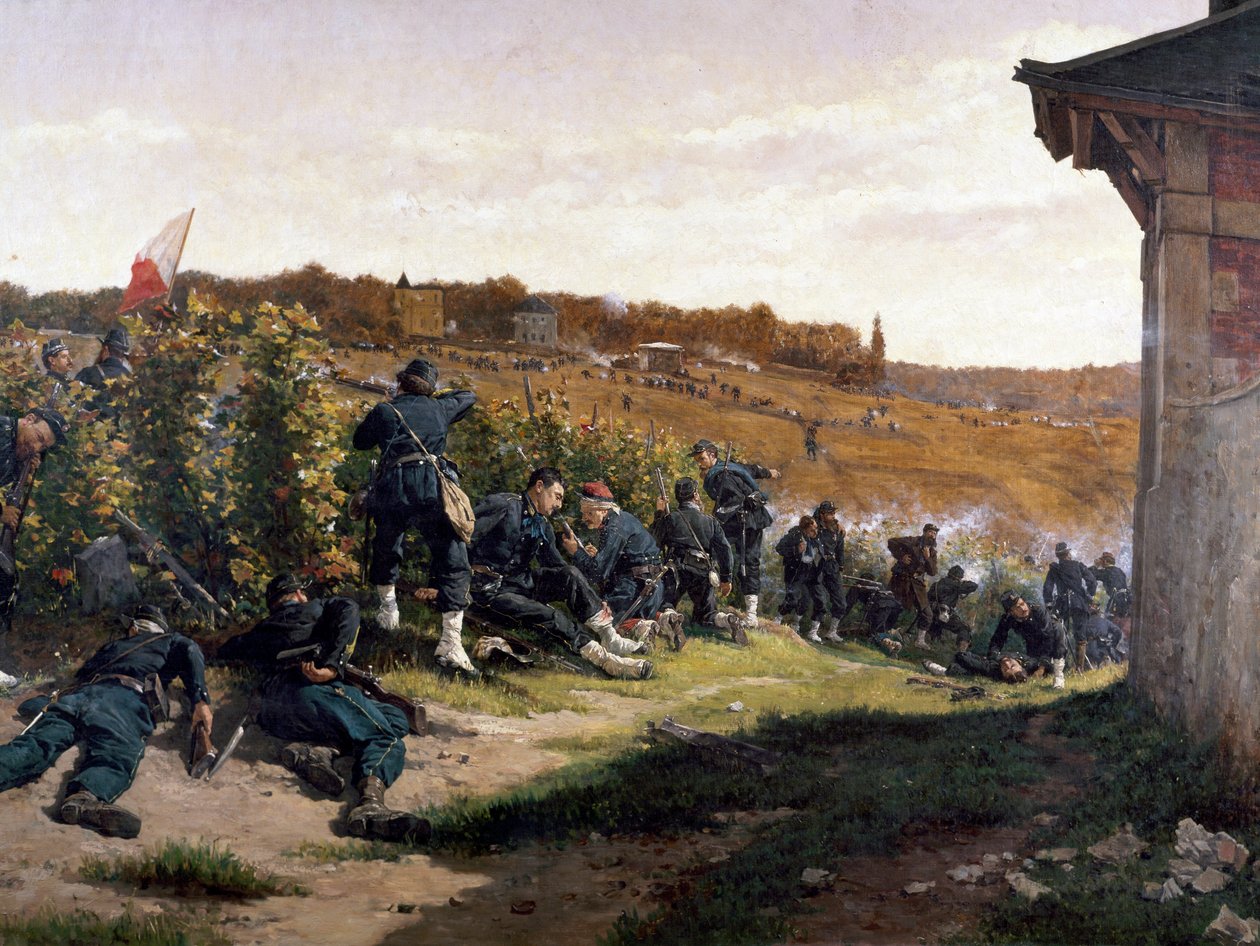 Die Tirailleurs de la Seine in der Schlacht von Rueil-Malmaison, 21. Oktober 1870, (Detail) von Etienne Prosper Berne Bellecour