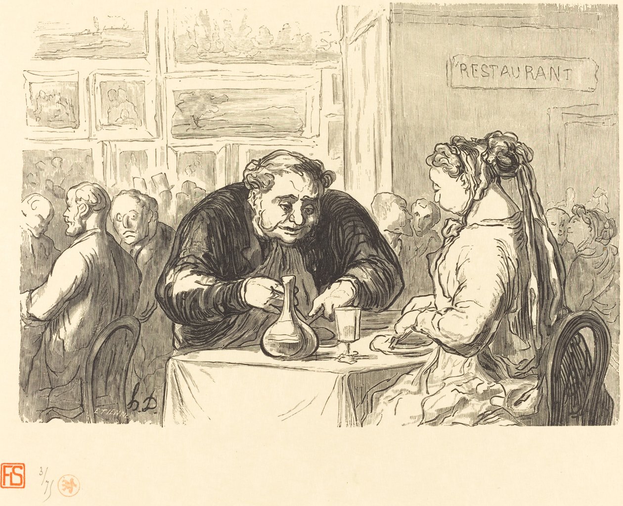 Am Buffet der Kunstausstellung von Etienne after Honoré Daumier