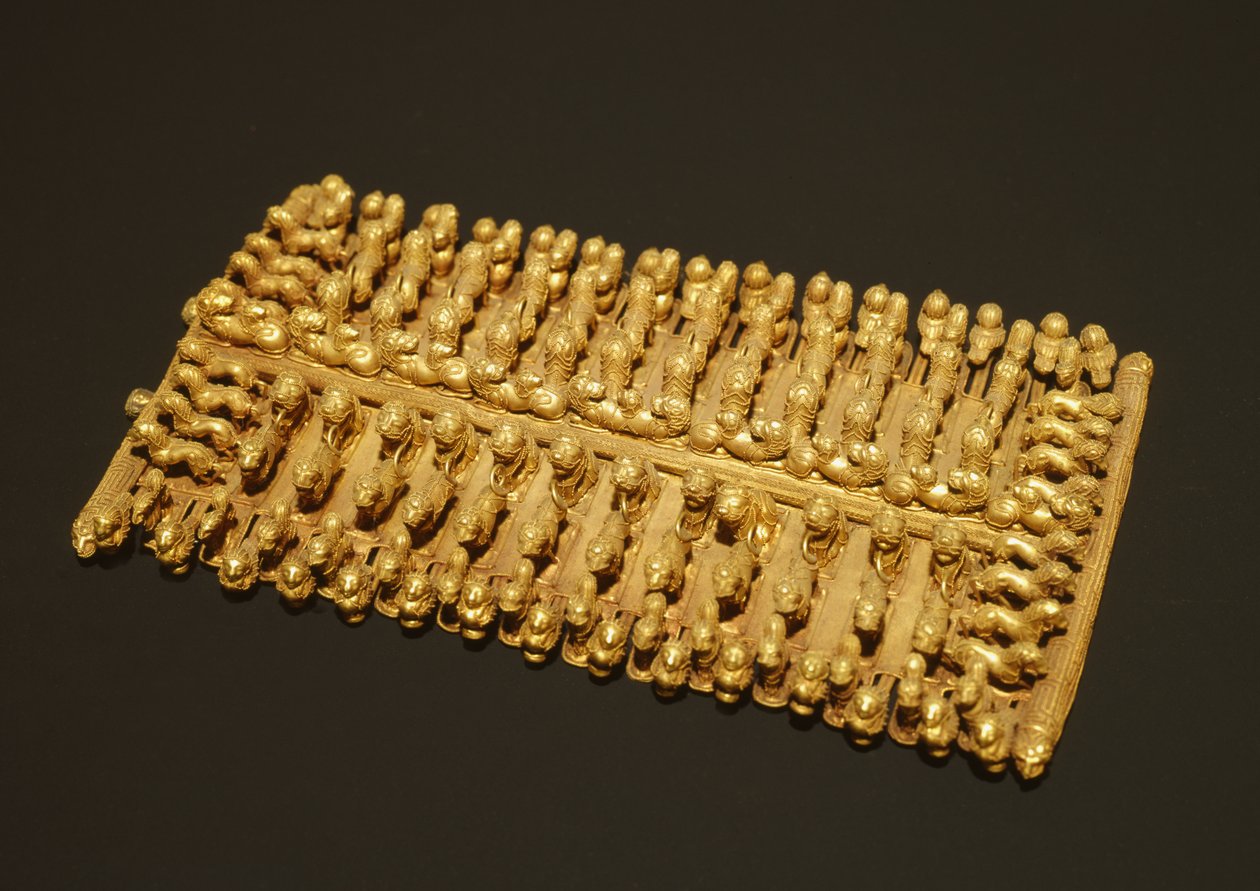 Pektoralfibel mit Tierfiguren aus dem Barberini-Grab, Palestrina, Italien, ca. 625-600 v. Chr. (Gold) von Etruscan