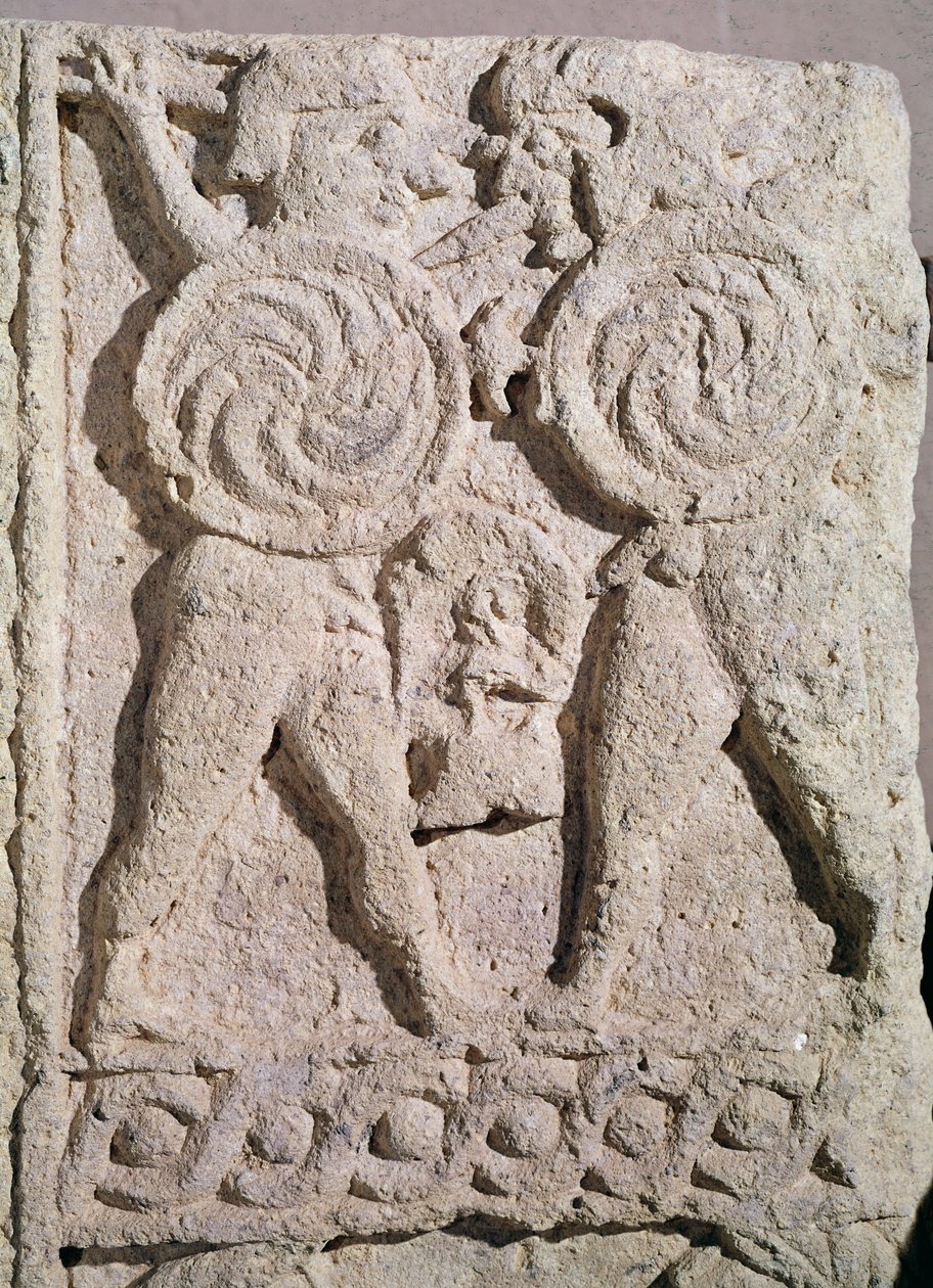 Grabstein mit zwei Kriegern (Detail) von Etruscan
