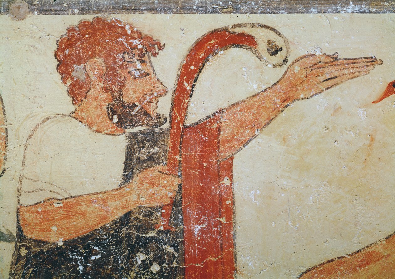 Kopf des Auguren, aus dem Grab der Auguren, ca. 530-20 v. Chr. (Wandmalerei) von Etruscan
