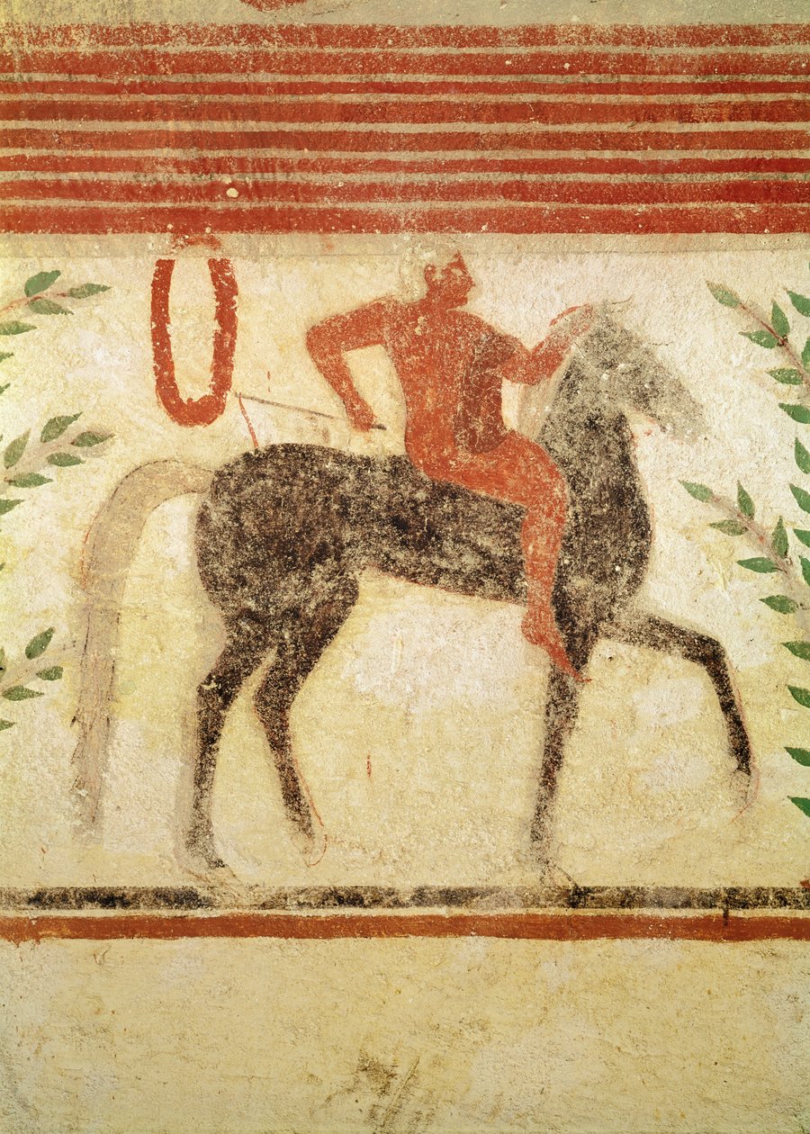 Reiter, linke Seite, aus dem Grab des Barons, ca. 500 v. Chr. (Wandmalerei) von Etruscan