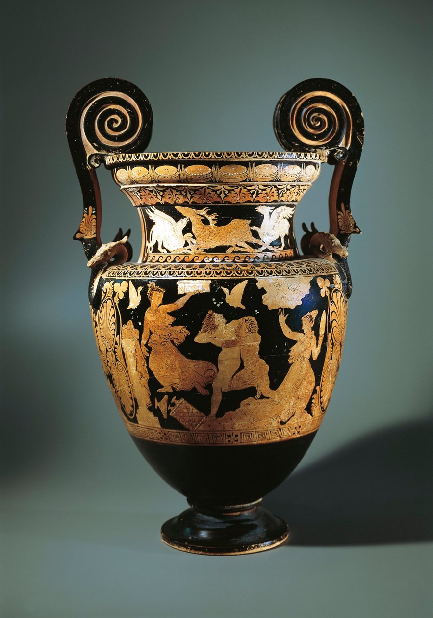 Civita Castellana, Rotfiguriger Volutenkrater (Vase zum Mischen von Wein und Wasser) mit Peleus, der Thetis entführt, gemalt von Aurora-Maler, 360/340 v. Chr. von Etruscan