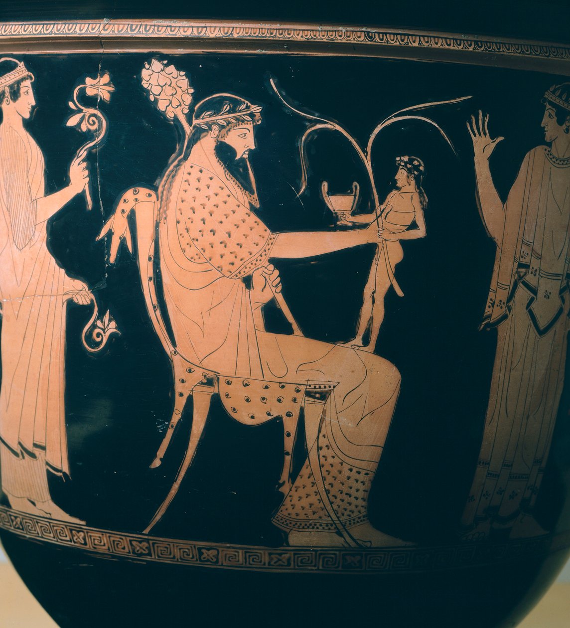Krater (große Vase) vom Altamura-Maler, Detail zeigt Dionysos. Rotfigurige Keramik. Etruskische Zivilisation, 5.-4. Jh. v. Chr. von Etruscan