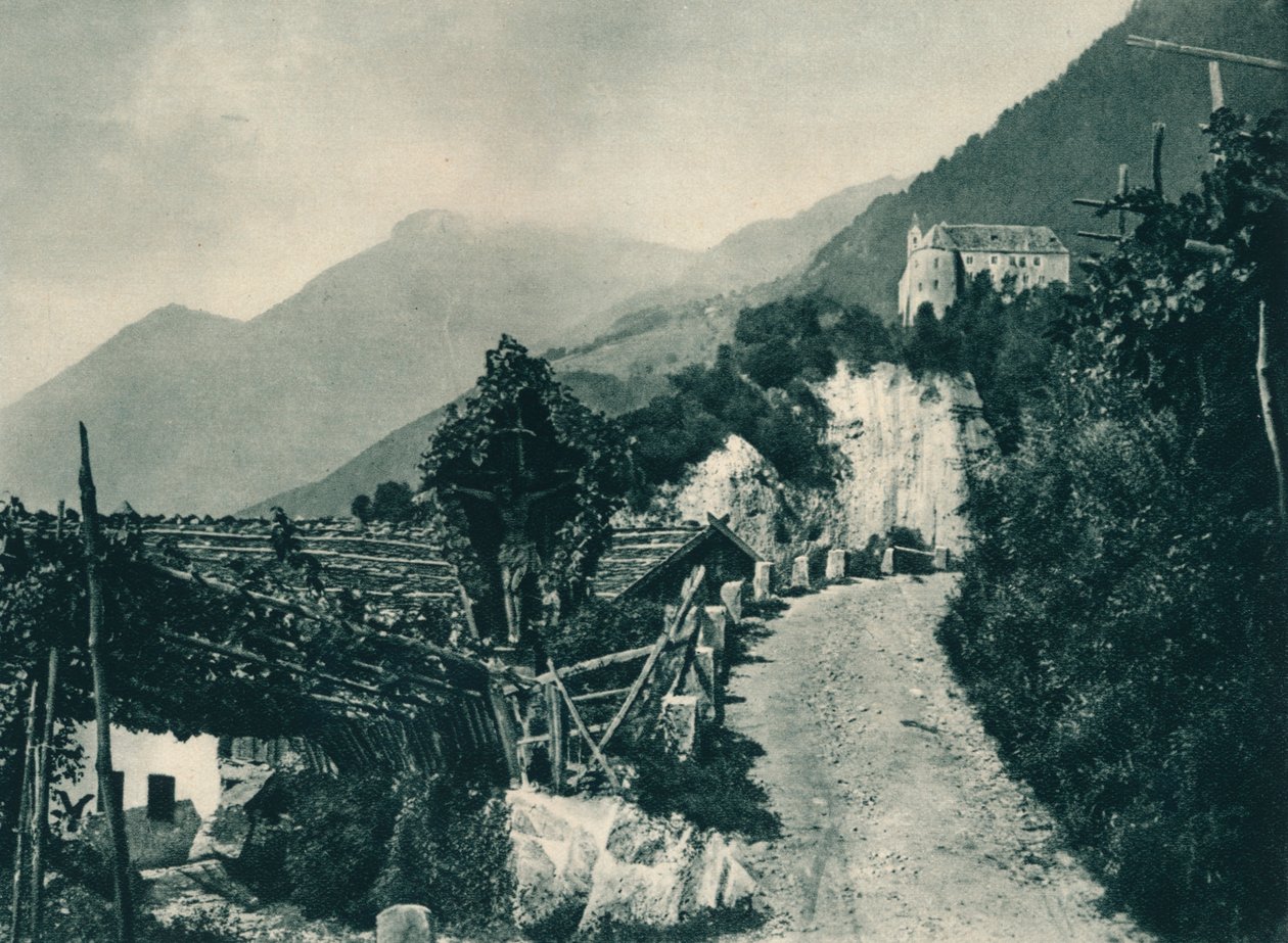 Landschaft mit Schloss Tirol, Meran, Südtirol, Italien, 1927 von Eugen Poppel