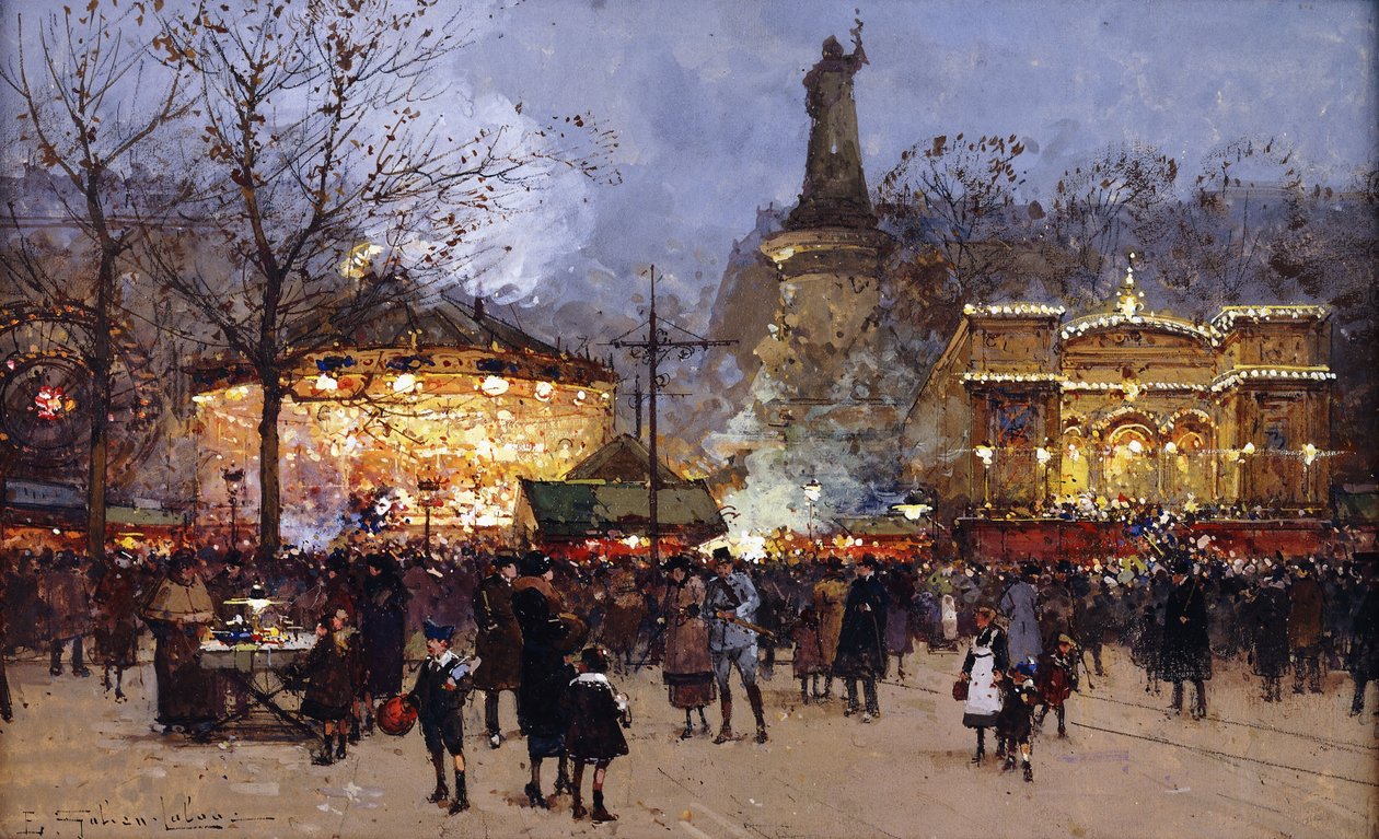 Das Fest, Place de la Republique, Paris von Eugene Galien Laloue