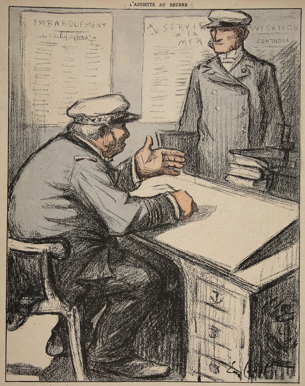 Zwei maritime Herren in ihren Büros, Illustration aus 