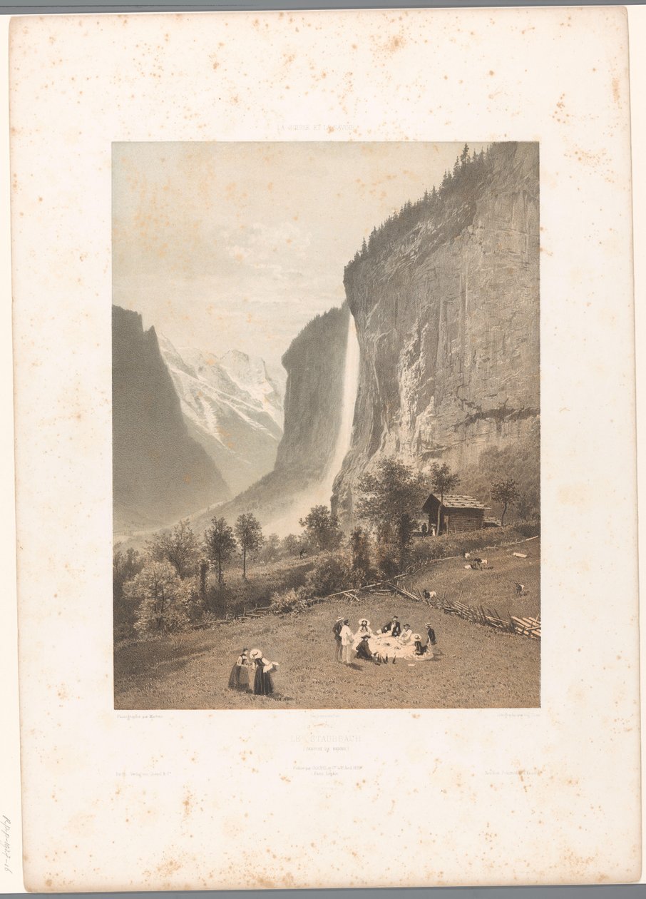 Picknick mit Blick auf den Staubbach-Wasserfall (Gesichter in der Schweiz und Savoyen) von Eugene Ciceri