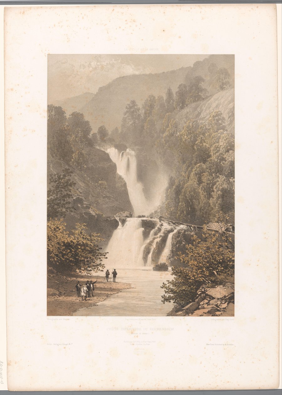 Wanderer mit Blick auf den Reichenbachfall von Eugene Ciceri