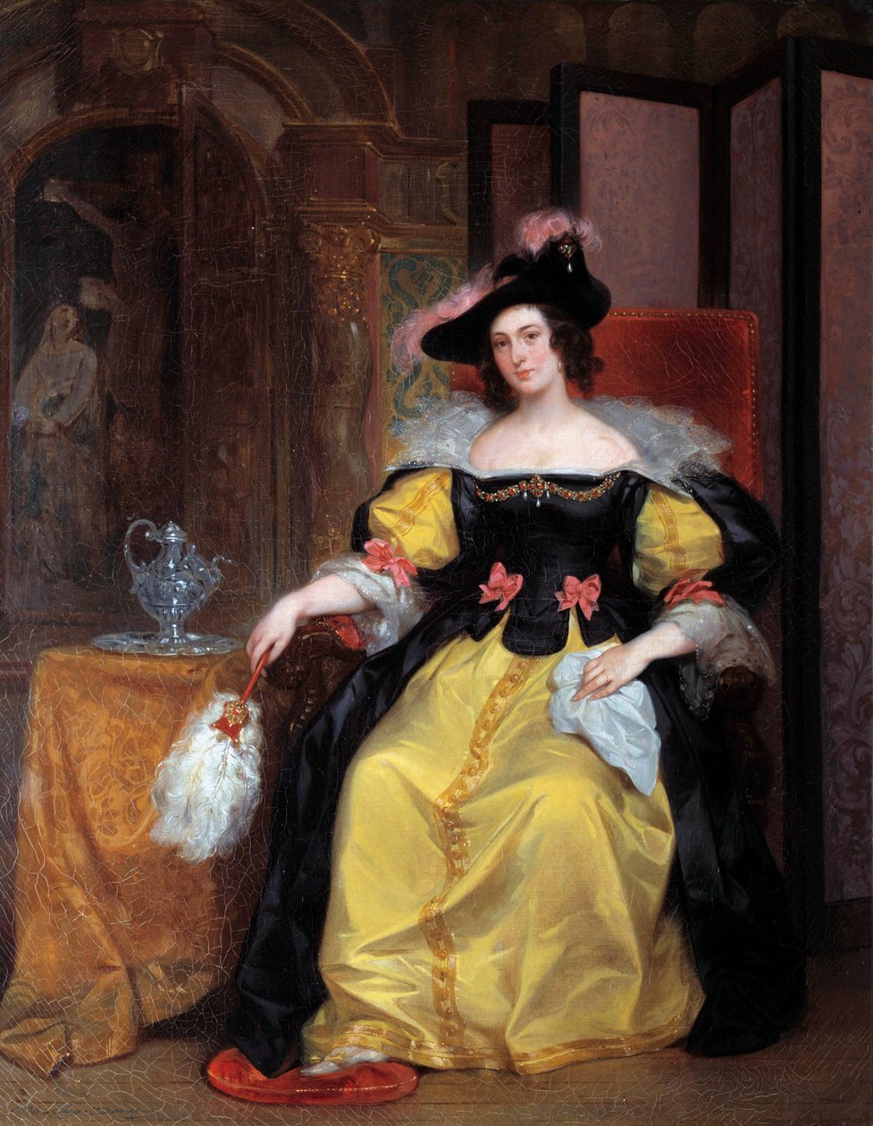 Porträt einer Frau Eine elegante Frau der Aristokratie. Gemälde von Eugene Deveria (1808-1865) 19. Jahrhundert Rennes, Museum der Schönen Künste von Eugene Deveria