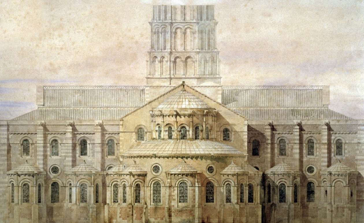 Basilika Saint Sernin, die Apsis, Toulouse, ca. 1845 (Illustration) von Eugene Emmanuel (after) Viollet le Duc