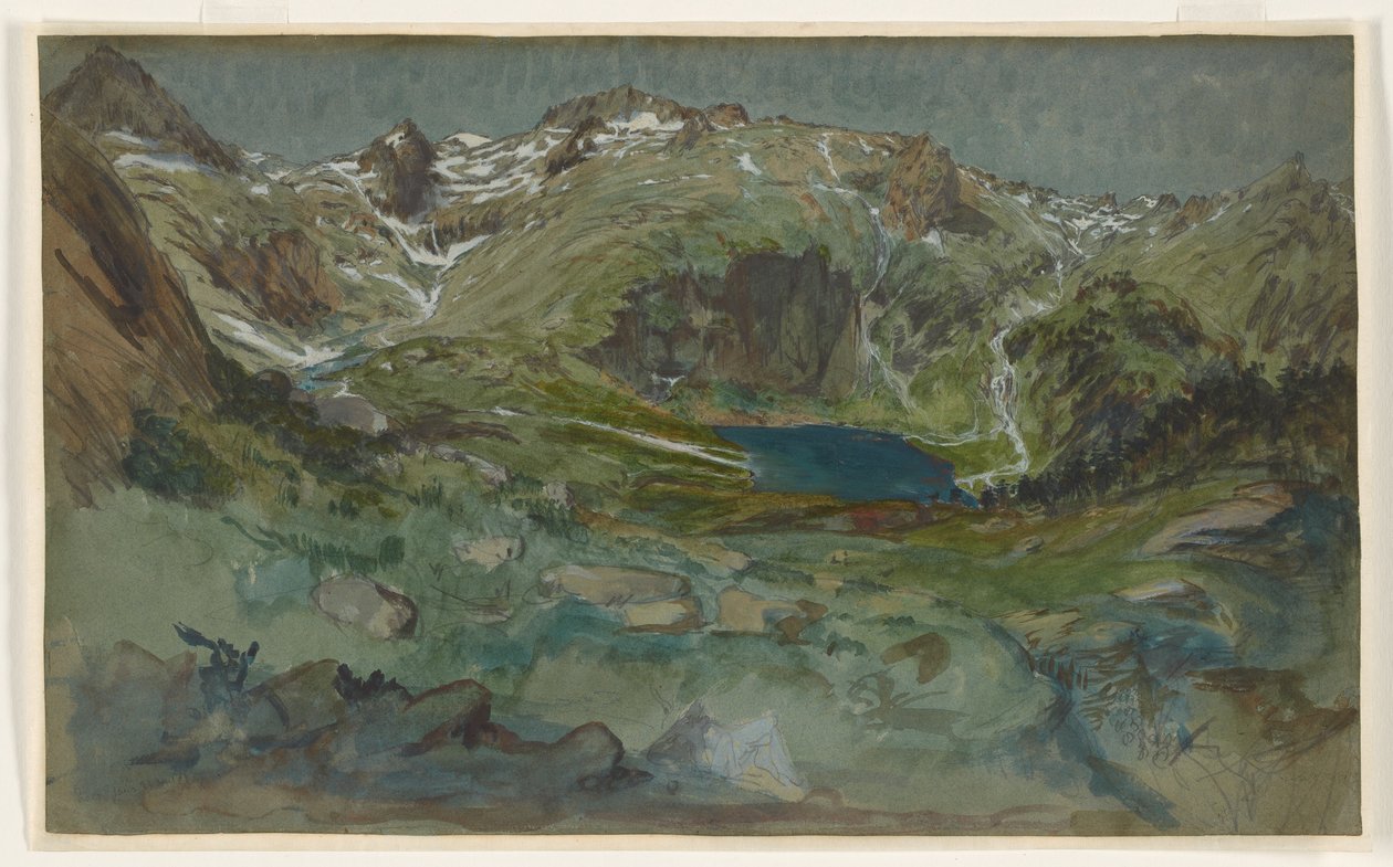 Blick auf den Lac d’Espingo und den Cirque d’Espingo in den Pyrenäen von Eugene Emmanuel Viollet le Duc