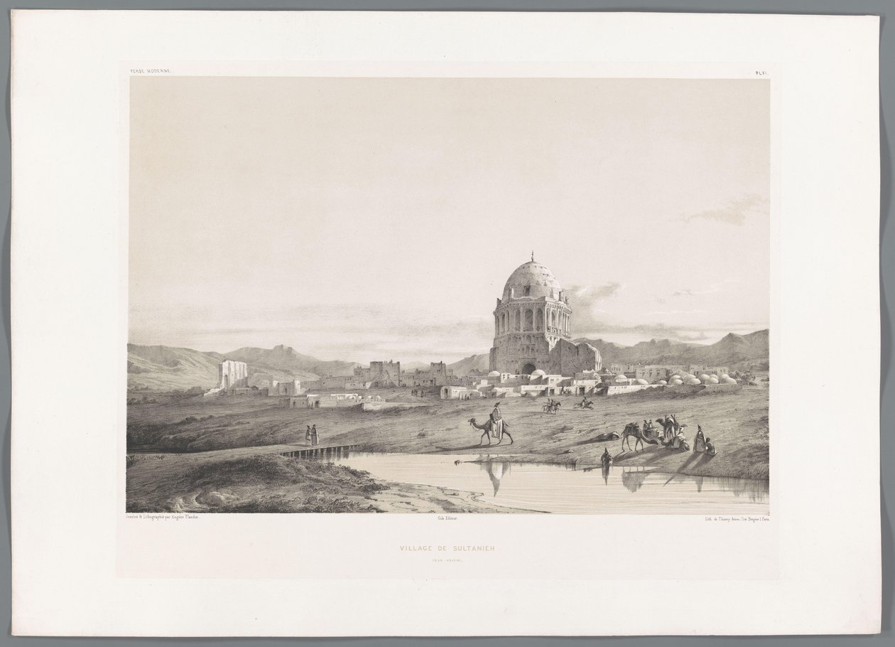 Gezicht op het dorp Soltaniyeh von Eugene Flandin