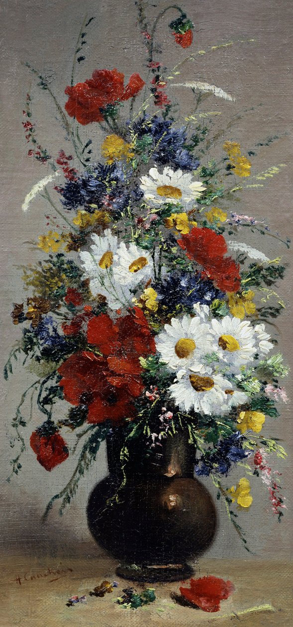 Stillleben mit Kornblumen, Gänseblümchen und Mohnblumen von Eugene Henri Cauchois