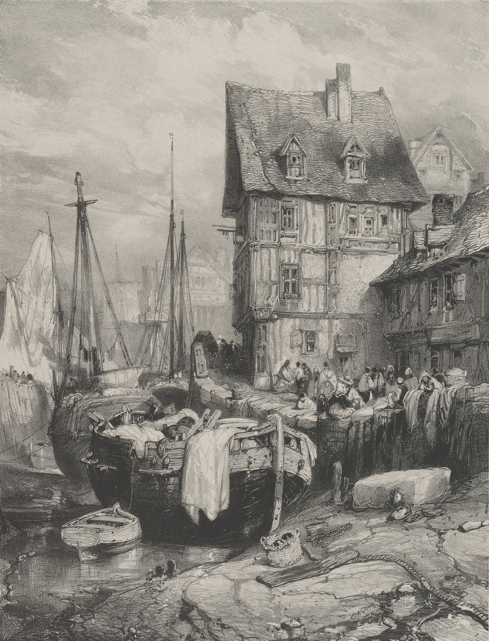 Innenansicht eines Hafens von Eugene Isabey