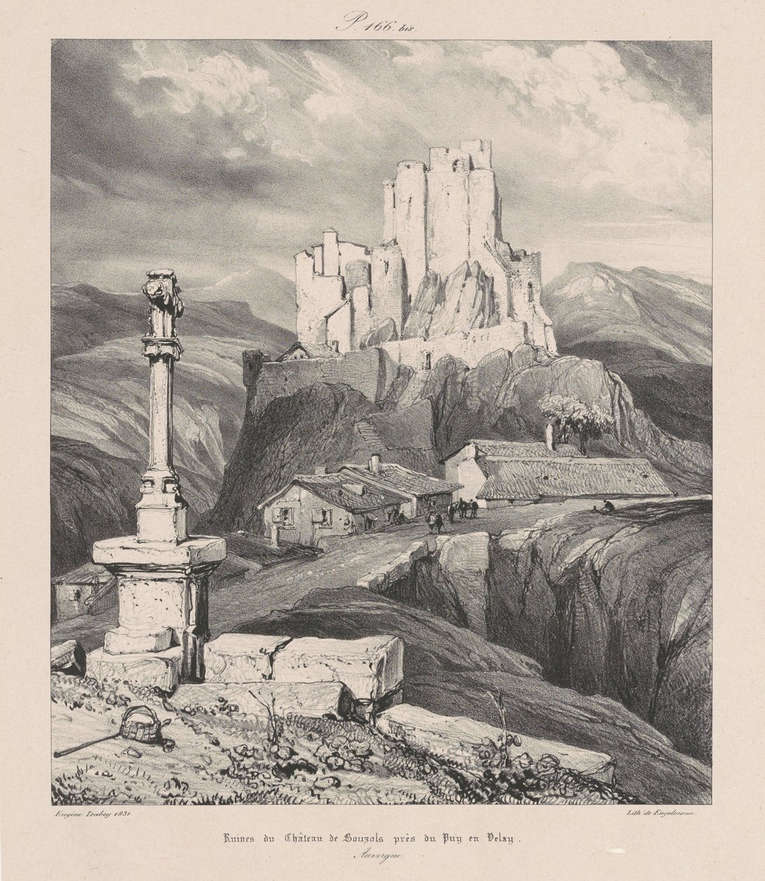 Ruinen des Schlosses Bouzols bei Puy en Delay von Eugene Isabey
