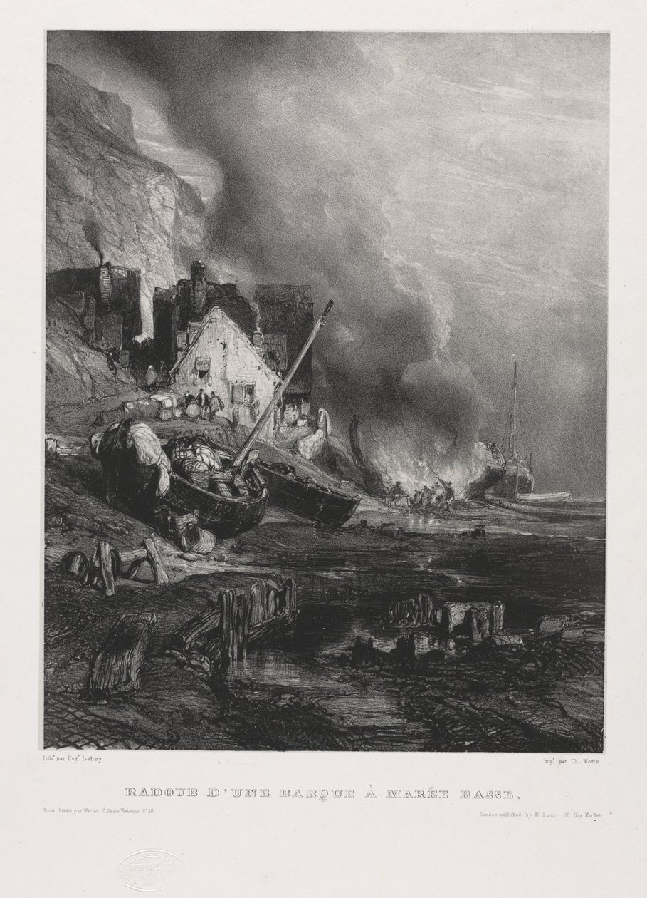 Sechs Marines: Überholung eines Bootes bei Ebbe von Eugene Isabey