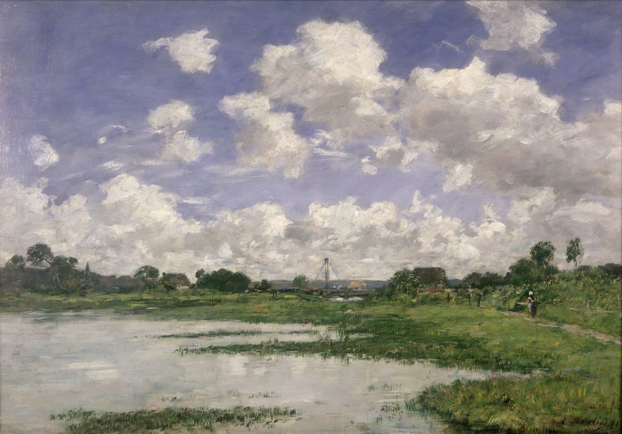 Landschaft, Fluss Touques, 1891 von Eugene Louis Boudin