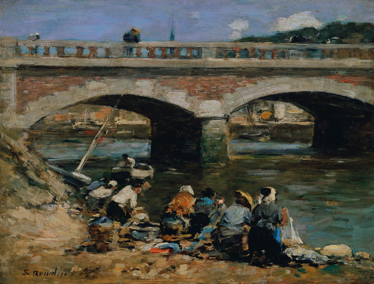 Wäscherinnen am Ufer der Touques, um 1883-87 von Eugene Louis Boudin