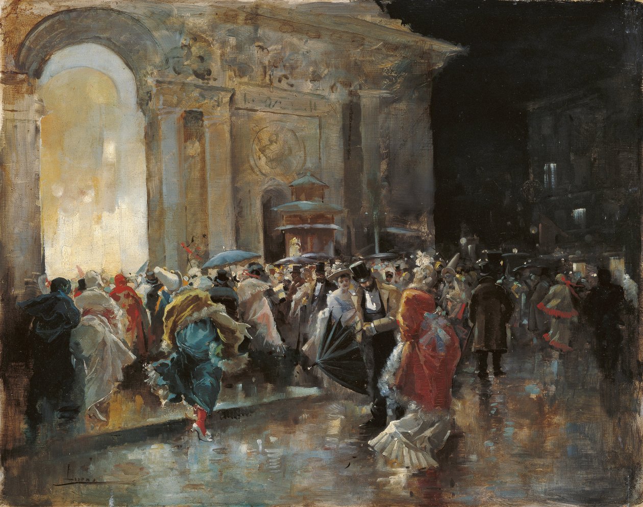 Ankunft im Theater bei einem Maskenball von Eugenio Lucas Villaamil