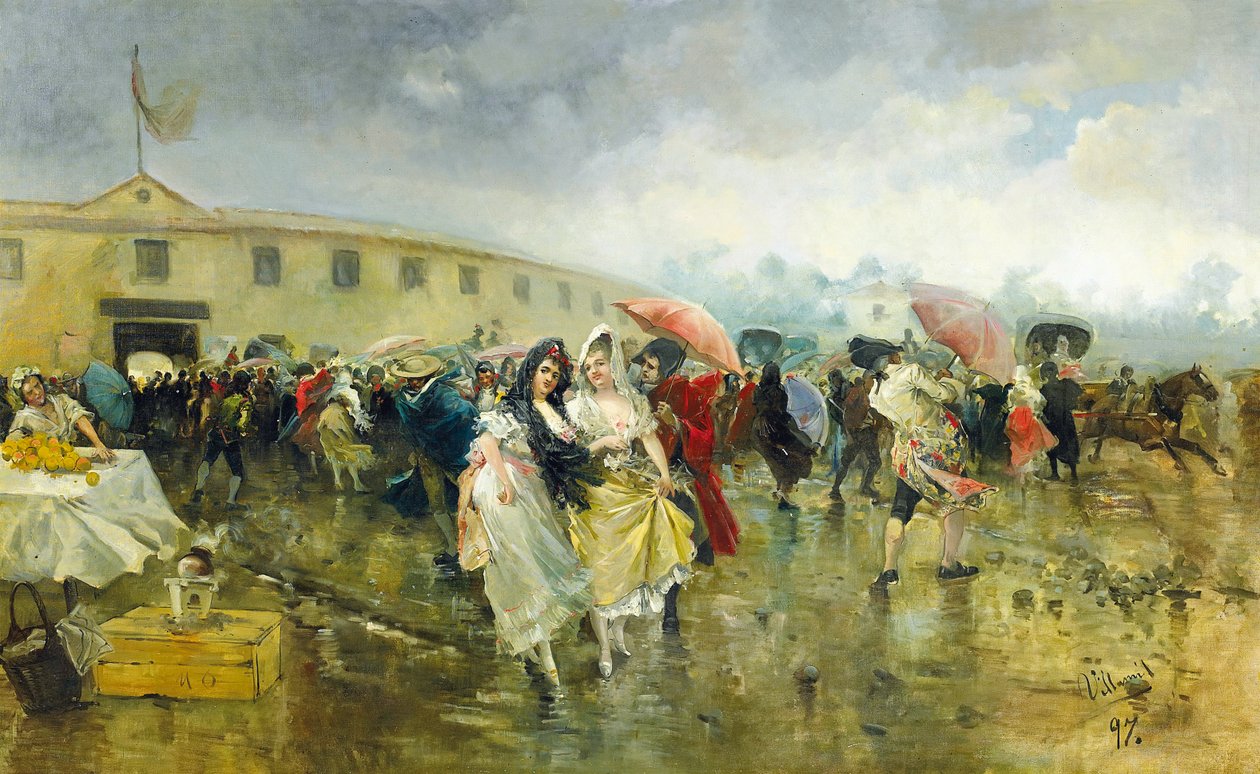 Vor der Stierkampfarena, Madrid, 1897 von Eugenio Lucas Villamil