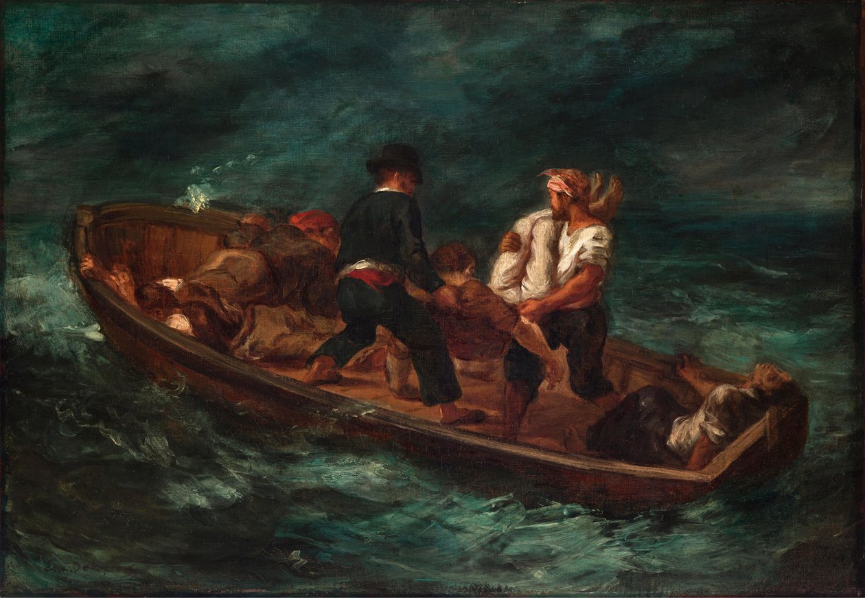Nach dem Schiffbruch (Barke von Don Juan - Leiche ins Meer geworfen) von Eugène Delacroix