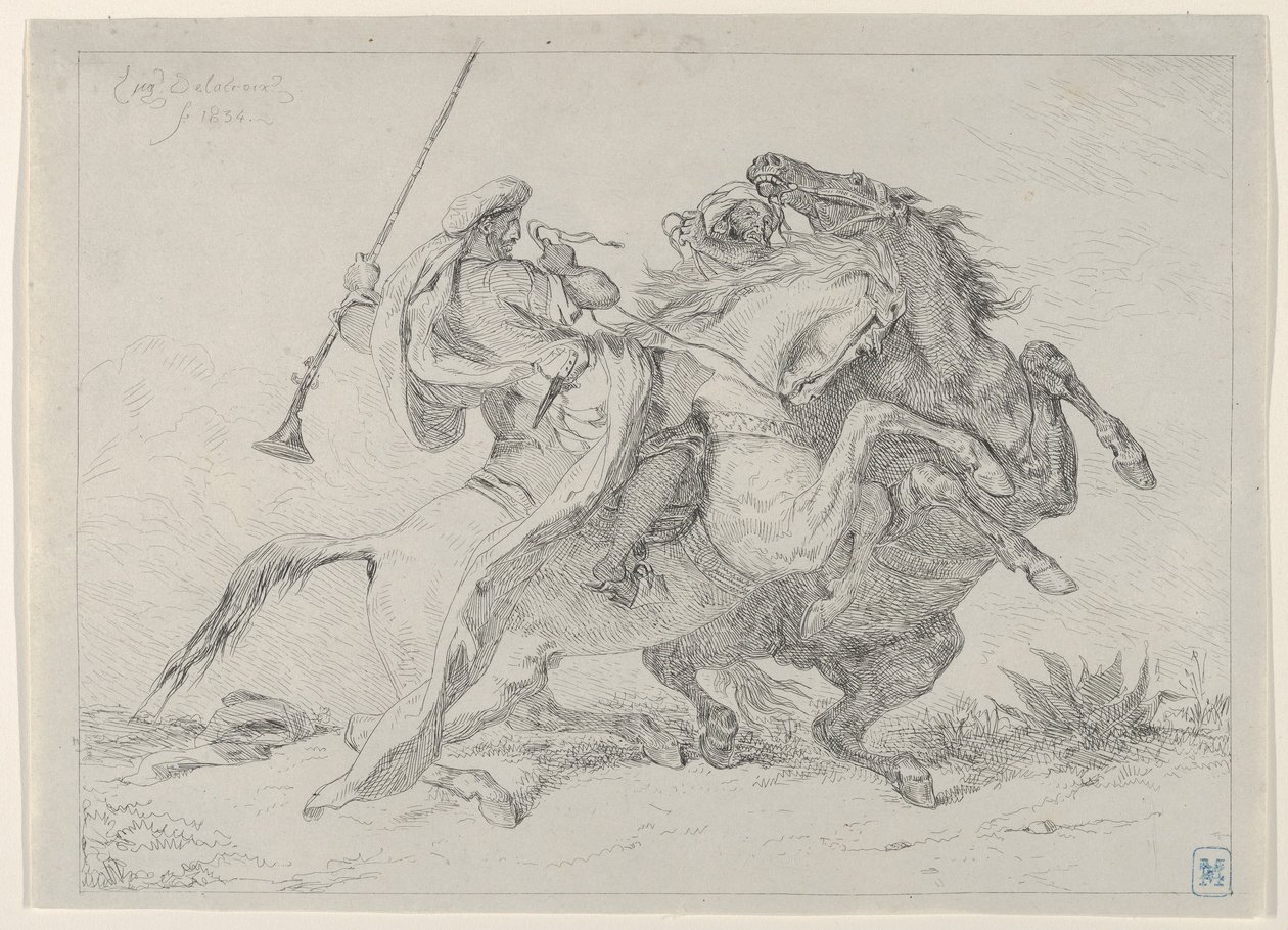 Kollision maurischer Reiter, 1834 von Eugène Delacroix