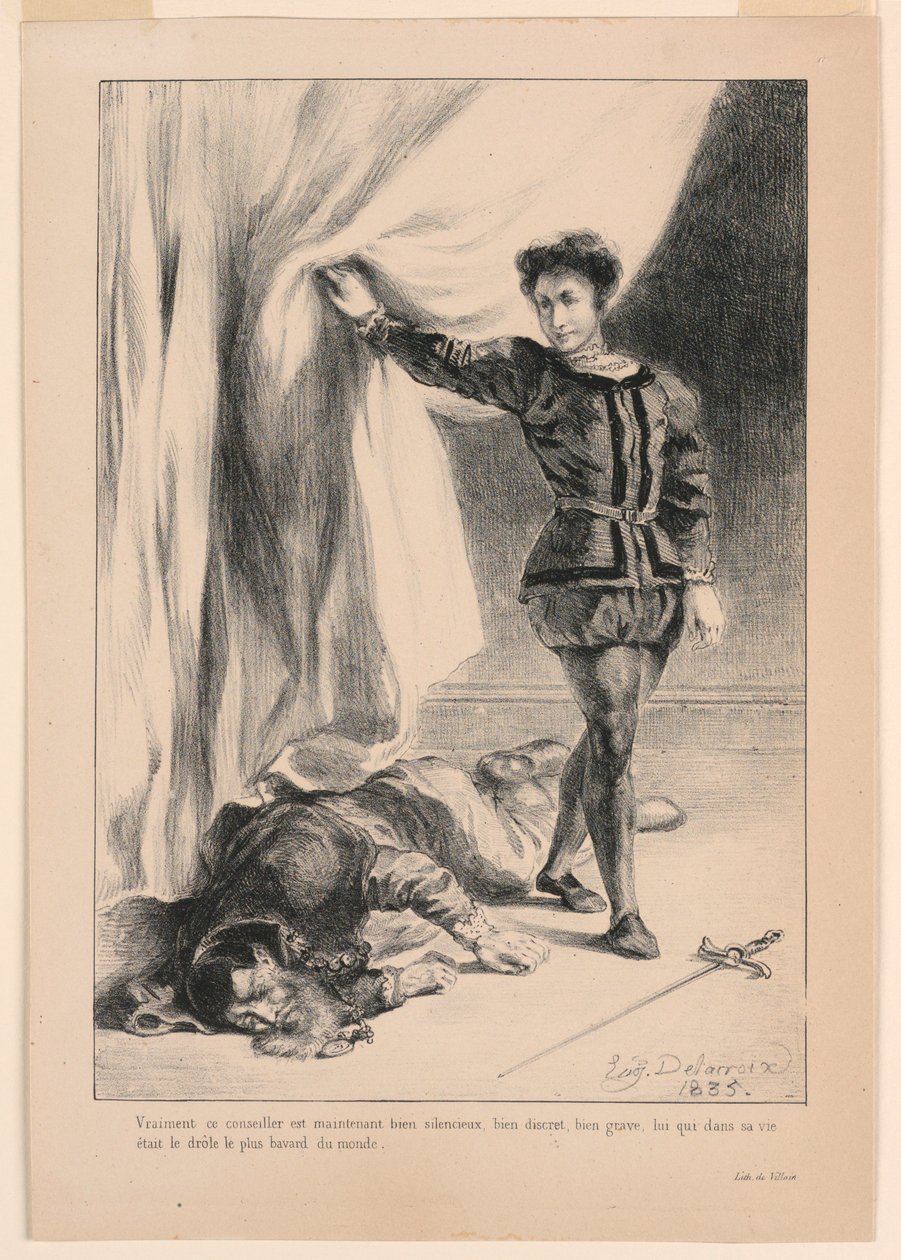 Illustration für Hamlet: Der Tod von Polonius (III,4) von Eugène Delacroix