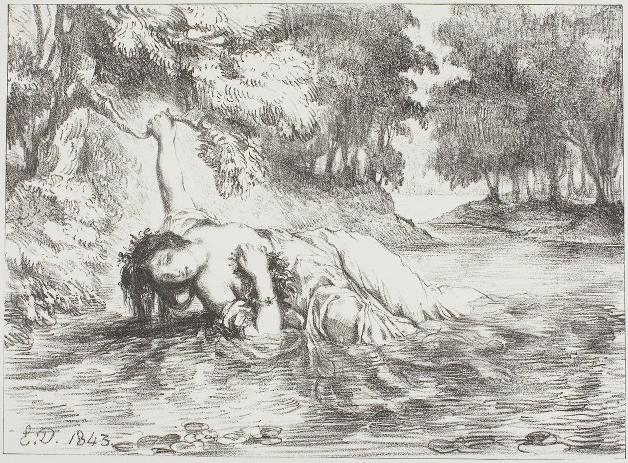 Ophelias Tod von Eugène Delacroix