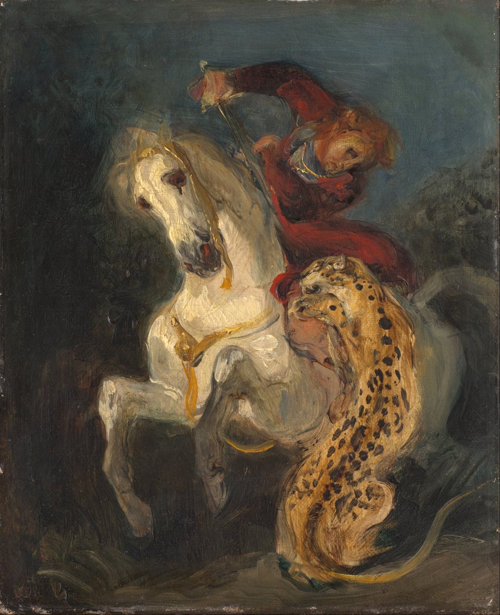Reiter von einem Jaguar angegriffen von Eugène Delacroix
