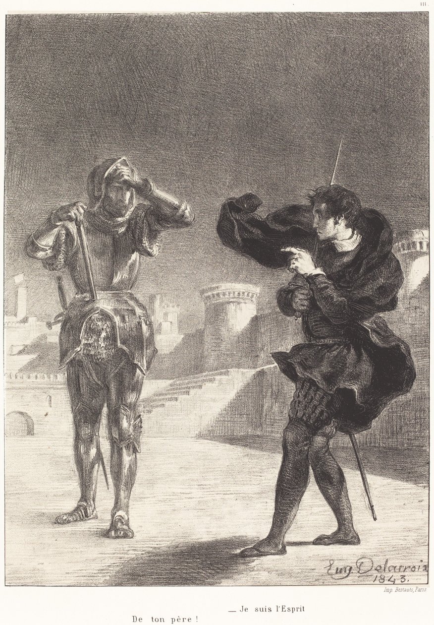 Der Geist auf der Terrasse (Akt I, Szene V) von Eugène Delacroix