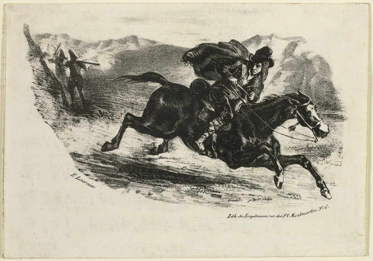 Die Flucht des Schmugglers von Eugène Delacroix