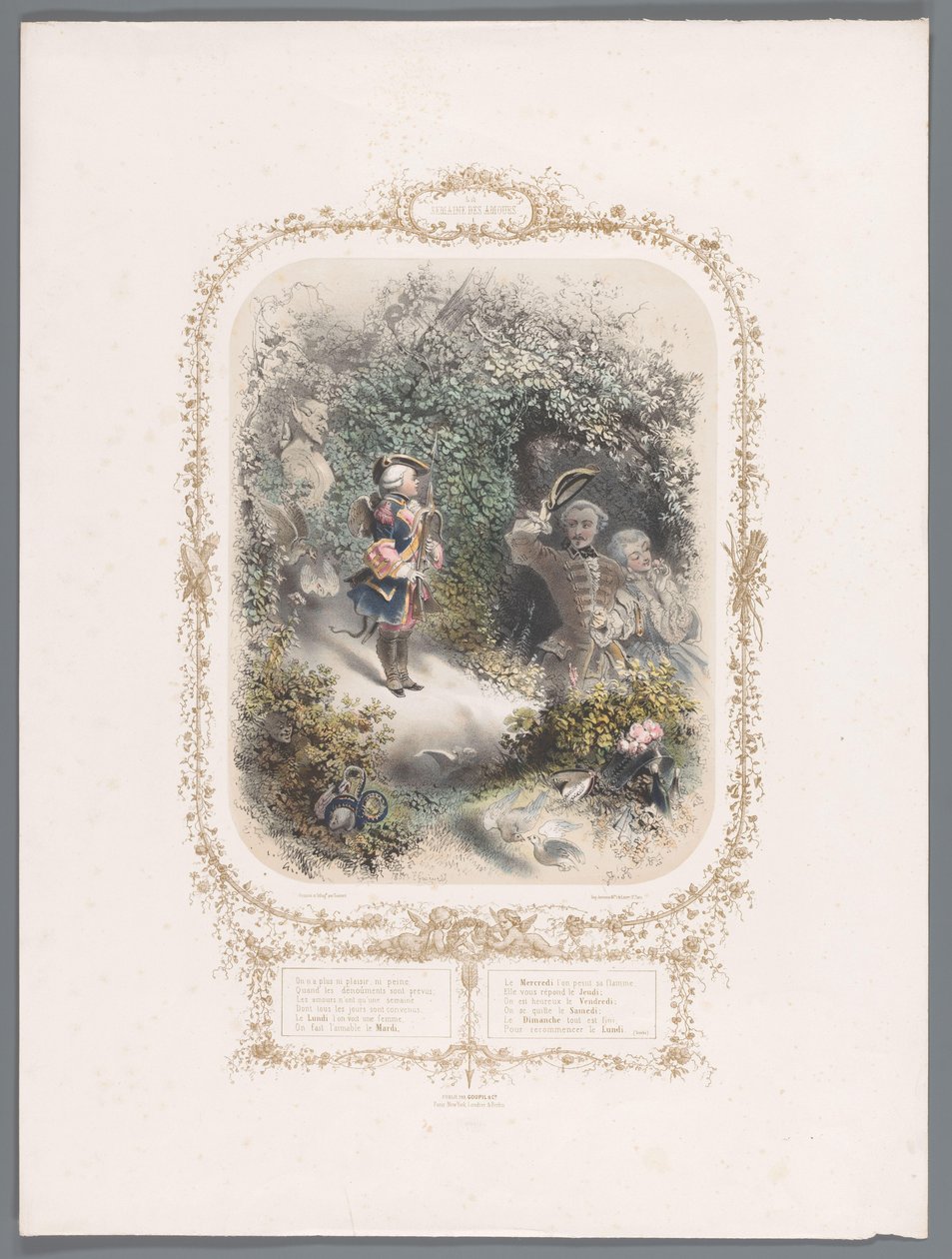 Zwei Liebende grüßen Cupido von Eugène Guérard