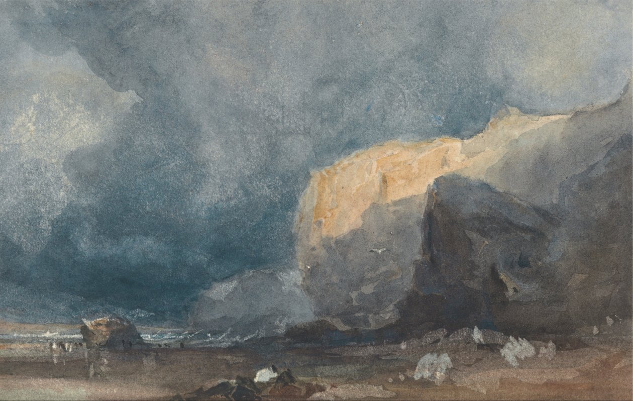 In der Nähe von Ventnor - Küstenlandschaft mit dunklem Himmel von Eugene Isabey
