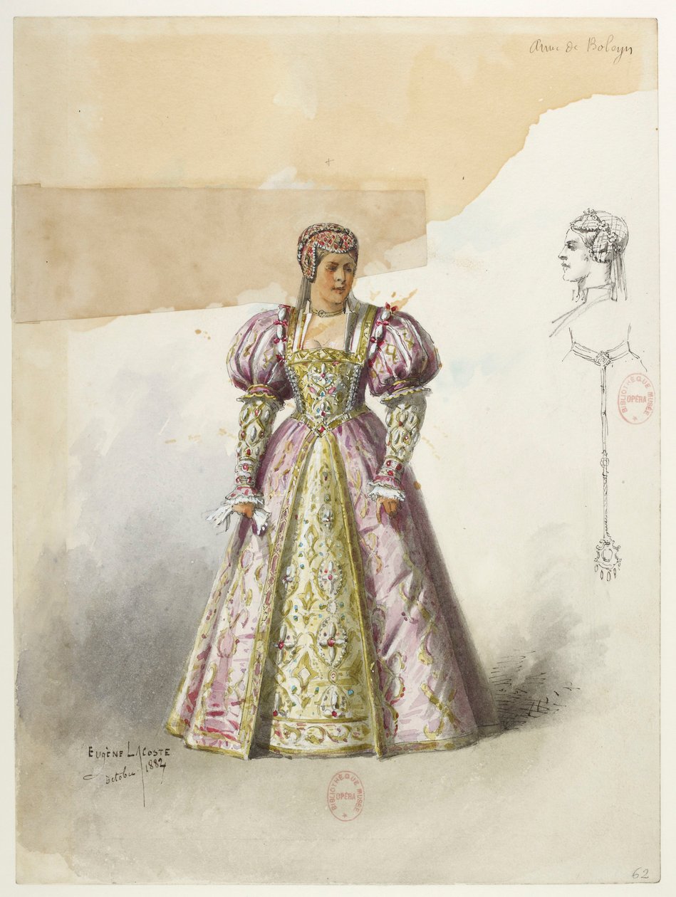 Henry VIII - Kostümentwürfe - Lacoste - 62. Anne Boleyn mit Kragen von Eugene Lacoste