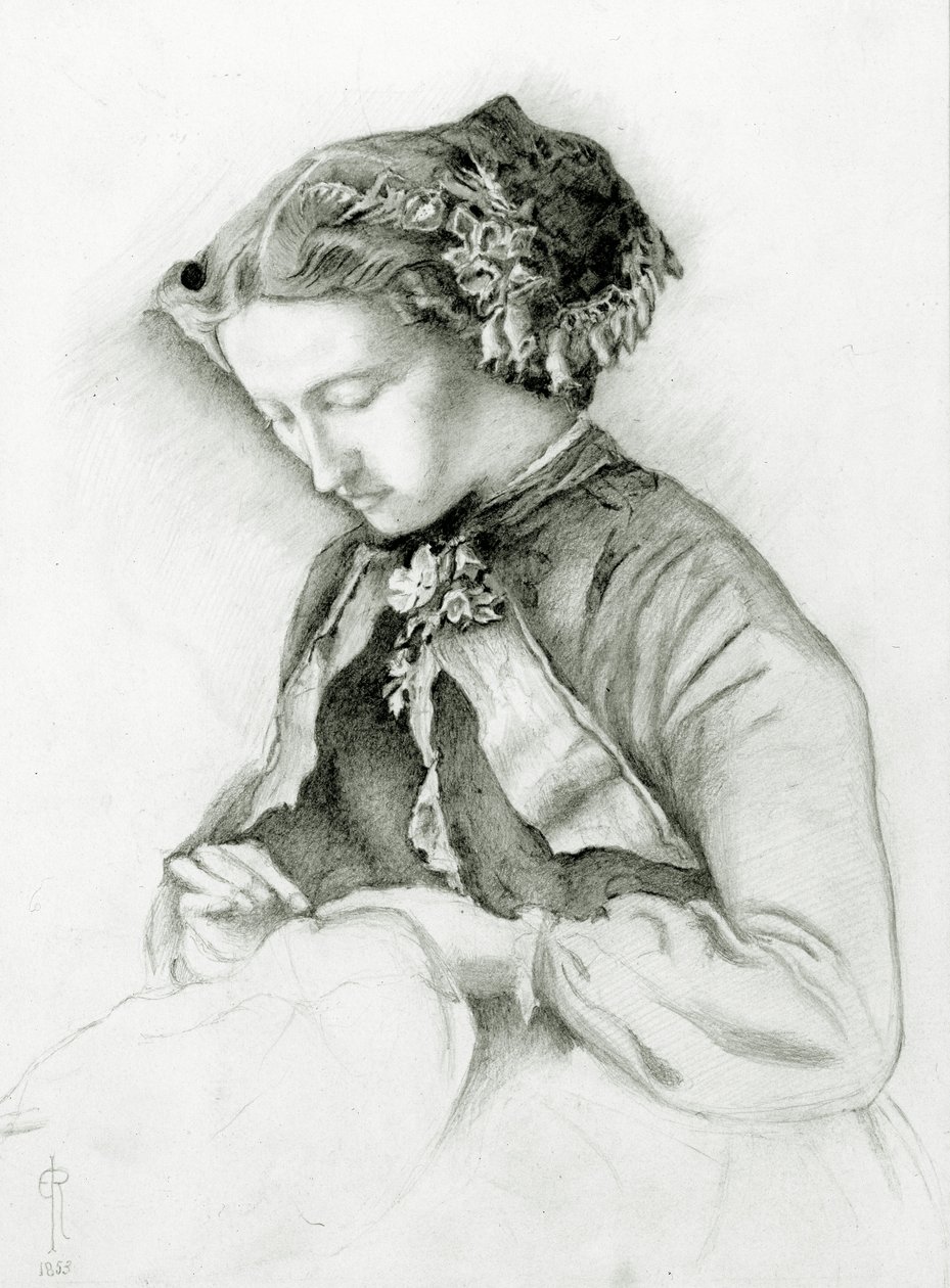 Porträt von Effie mit Fingerhüten im Haar (Der Fingerhut), 1853 von Euphemia Ruskin