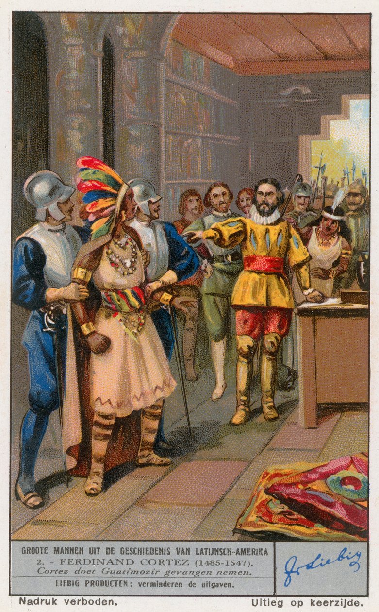 Ferdinand Cortez, Liebig-Karte, frühes 20. Jahrhundert von European School