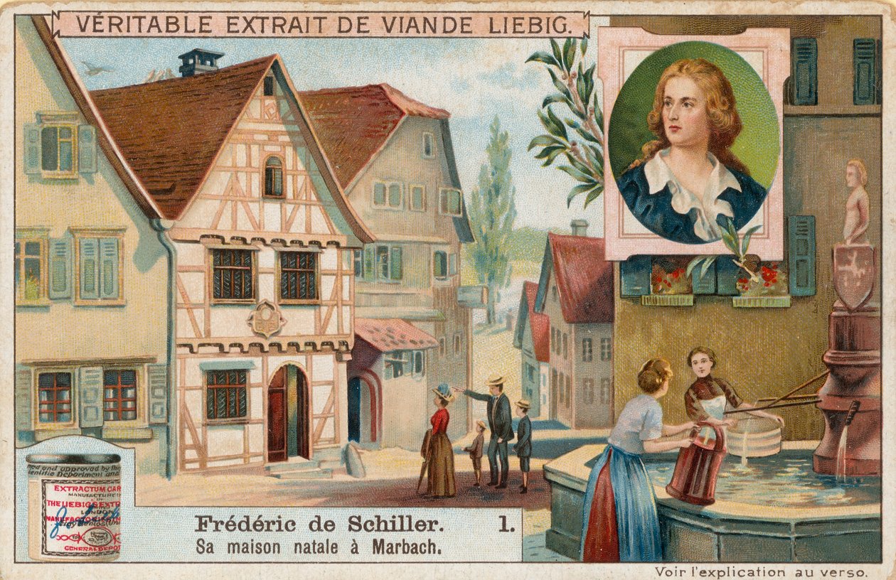 Friedrich Schiller, Liebig-Karte, frühes 20. Jahrhundert von European School